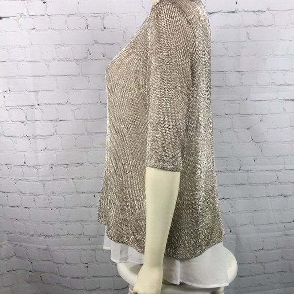 🎁NWT Chico’s Gold Metallic Sweater Top Large🎁 - Picture 2 of 5